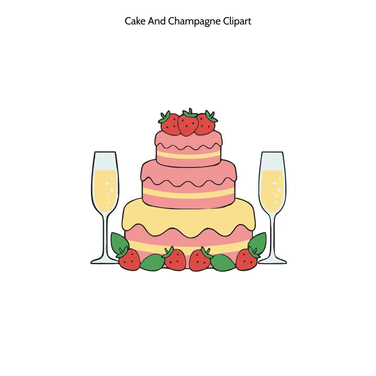 Free Cake And Champagne Vector Clipart (PNG, SVG) to Edit Online