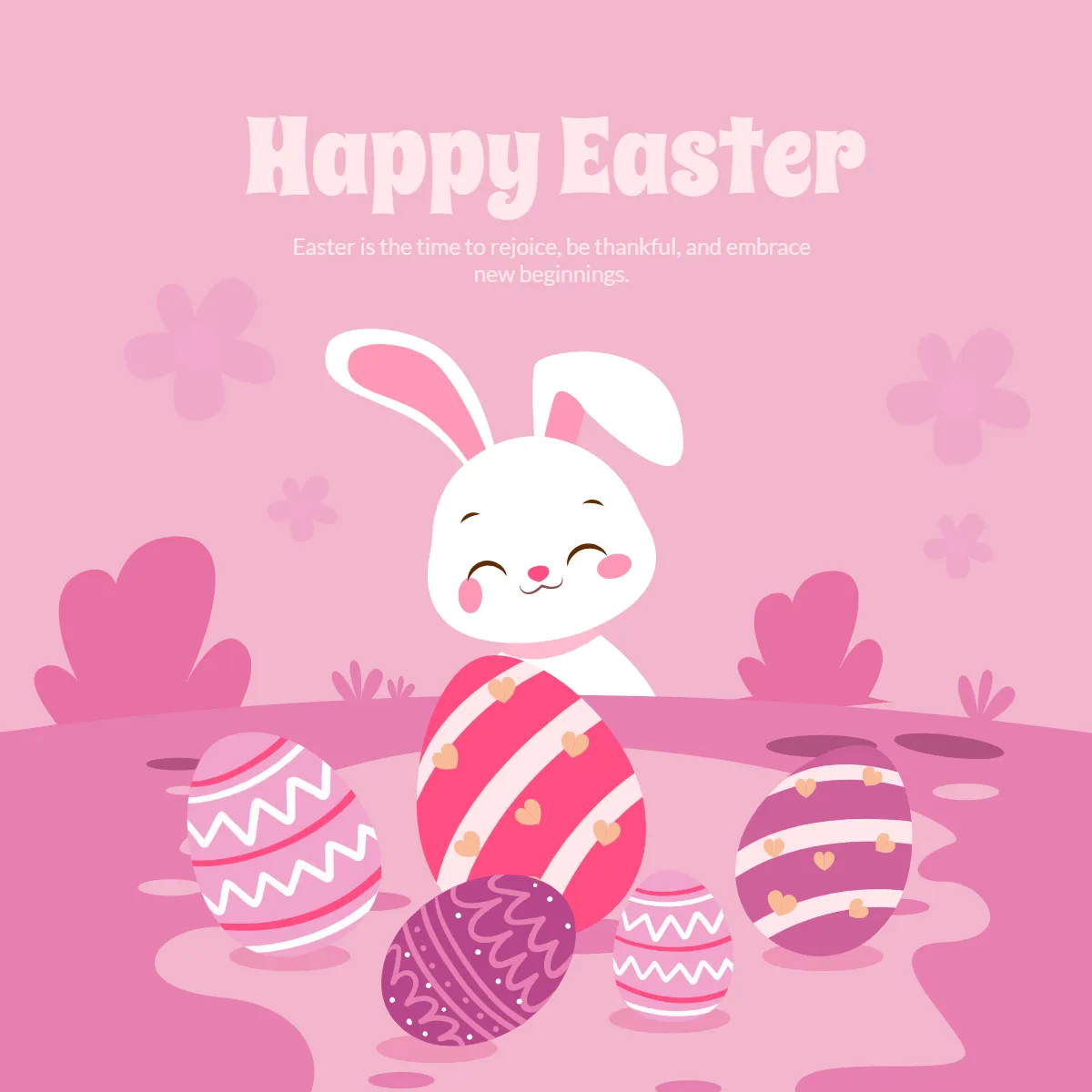 Free Pink Happy Easter Clip Arts Template to Edit Online