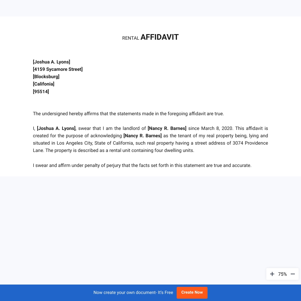 FREE Rental Affidavit Template - Download in Word, Google Docs, PDF ...