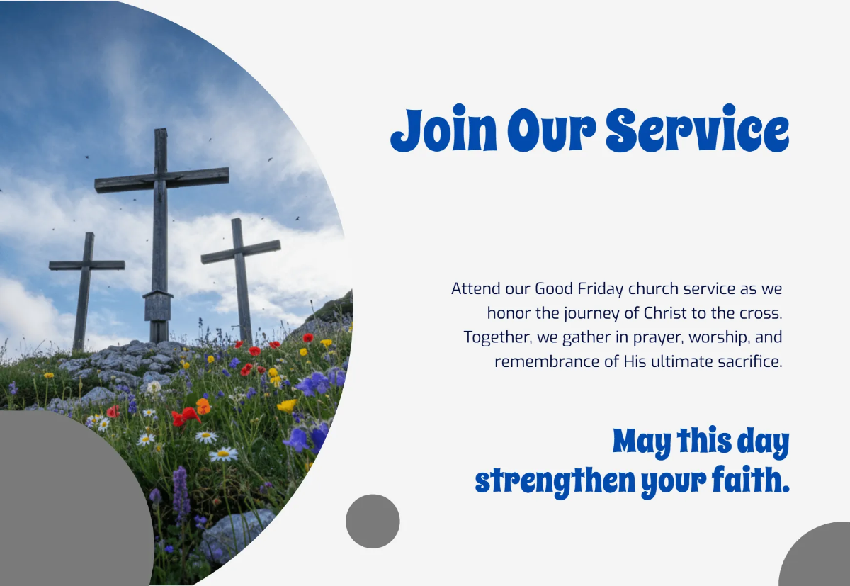 Free Church Service Good Friday Card Template to Edit Online