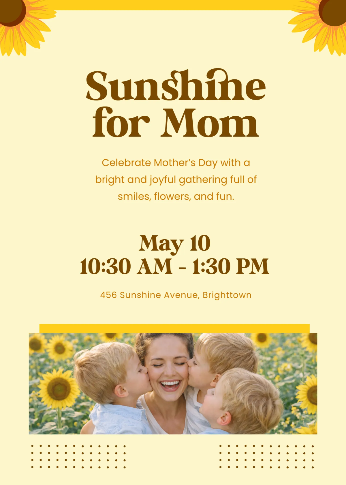 Free Yellow Mother's Day Invitation Template to Edit Online