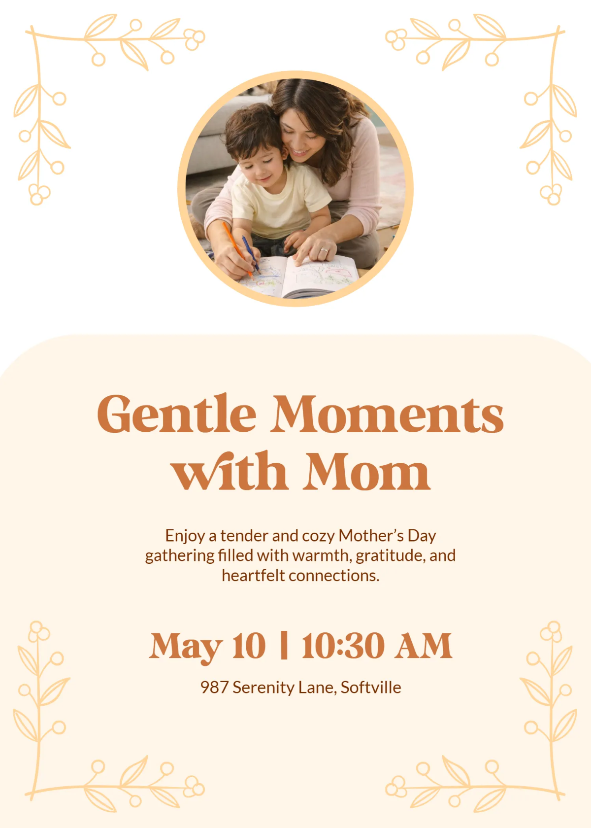 Free Soft Mother's Day Invitation Template to Edit Online
