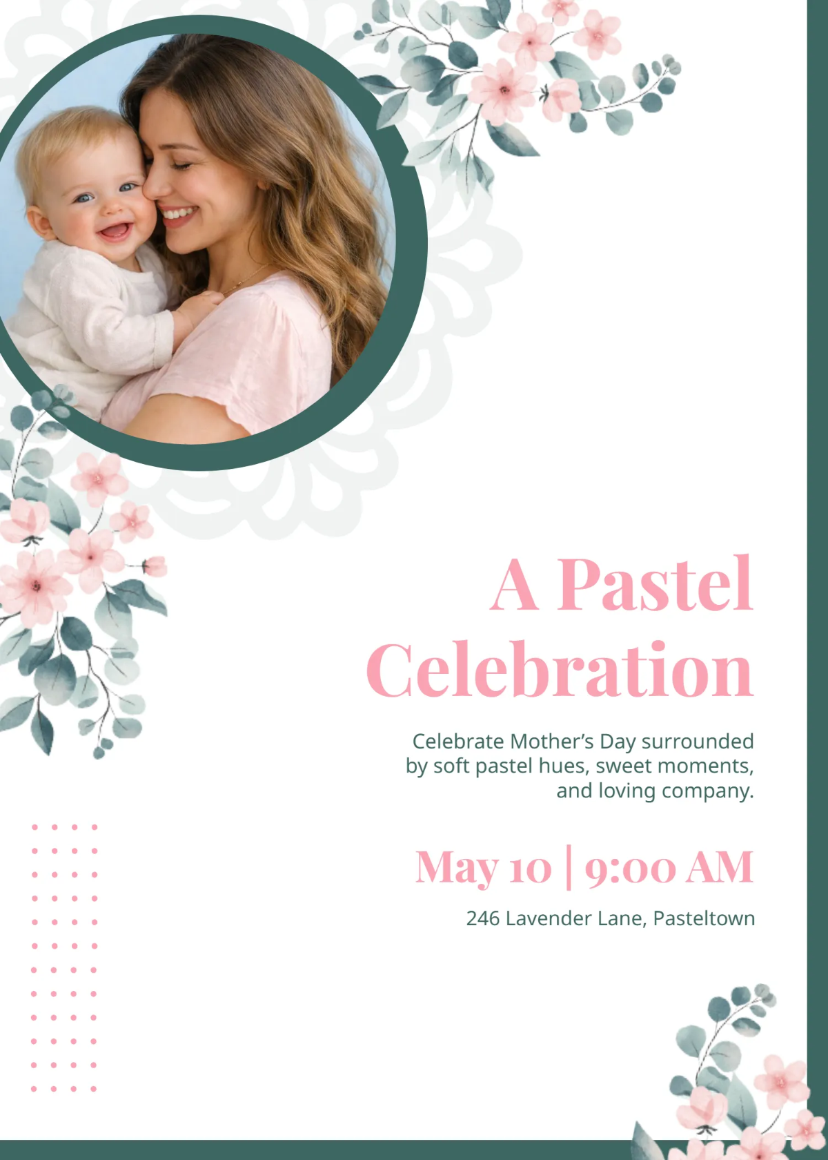 Free Pastel Mother's Day Invitation Template to Edit Online