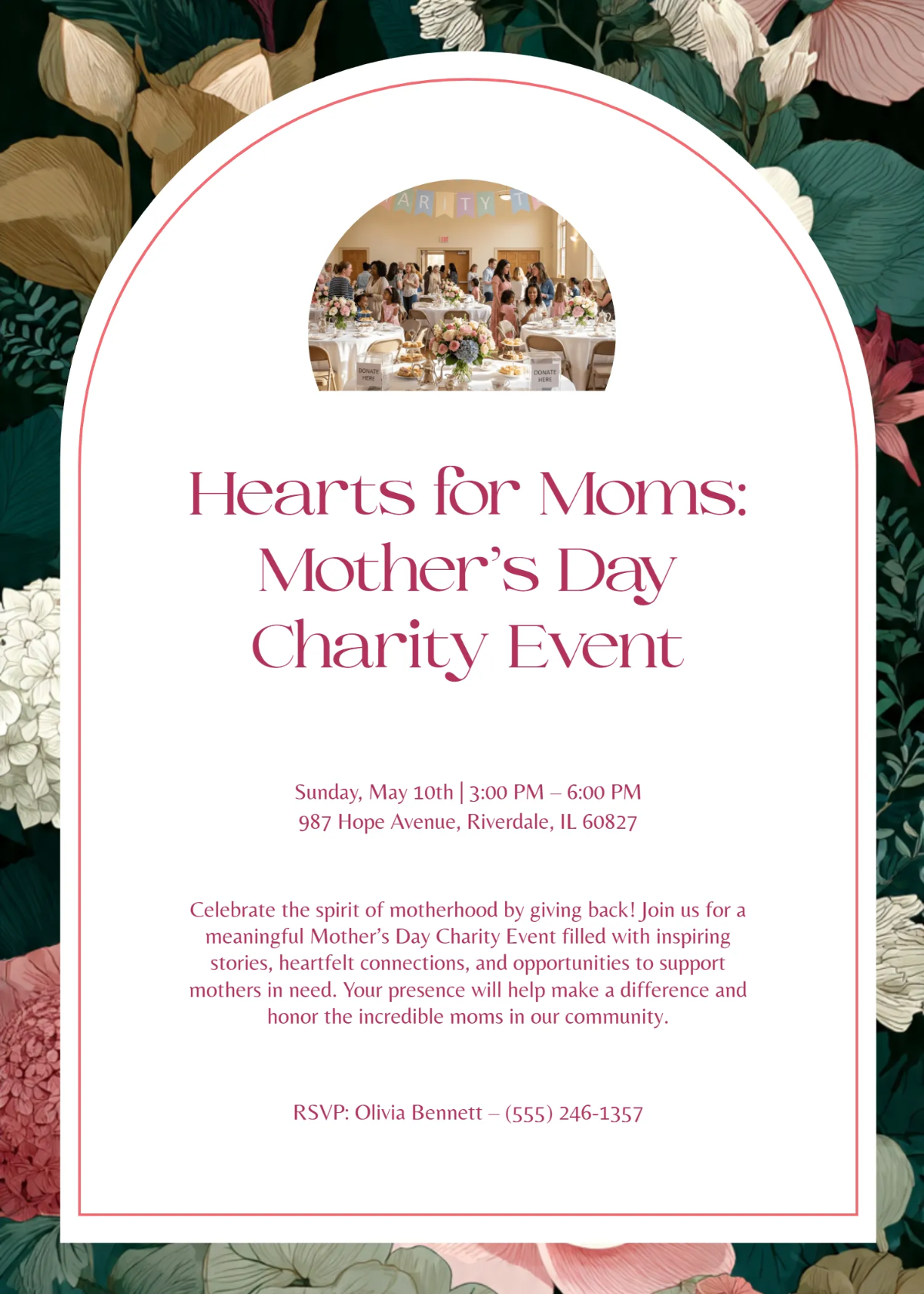Free Mother's Day Charity Event Invitation Template to Edit Online