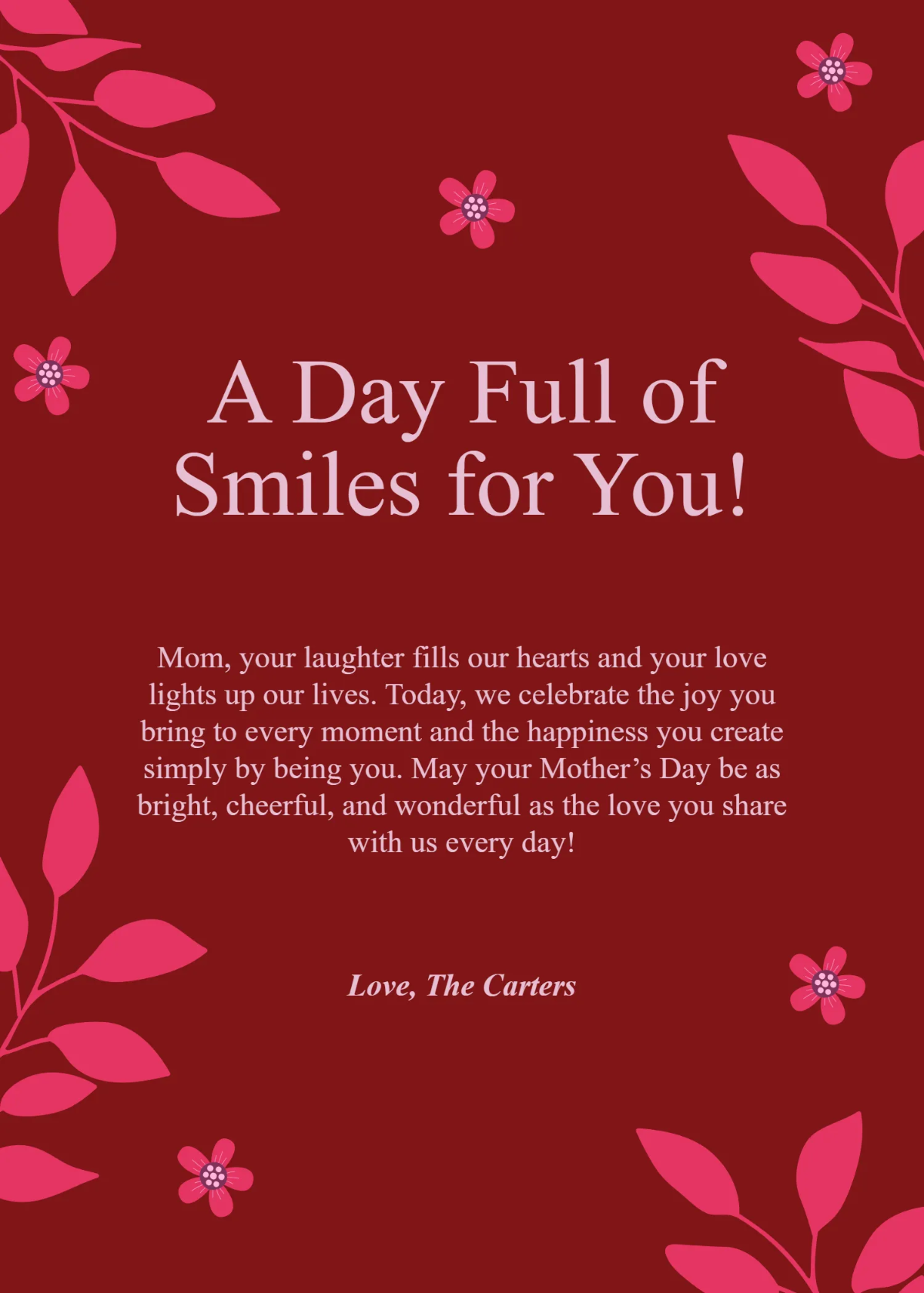 Free Joyful Mother's Day Wishes Template to Edit Online