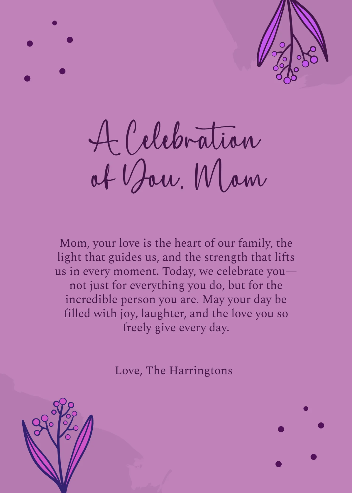 Free Beautiful Mother's Day Wishes Template to Edit Online