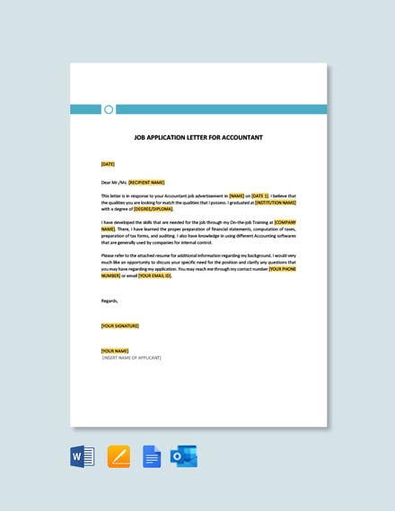 Free Job Application Letter Template For Accountant