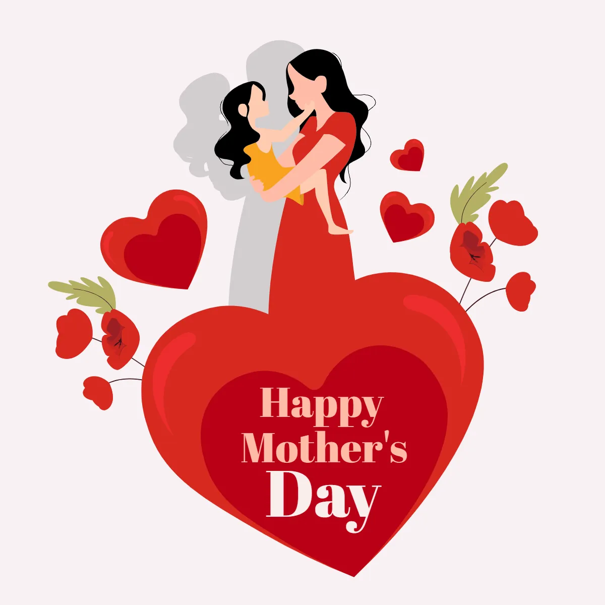Mother's Day with Heart Clip Art Templates