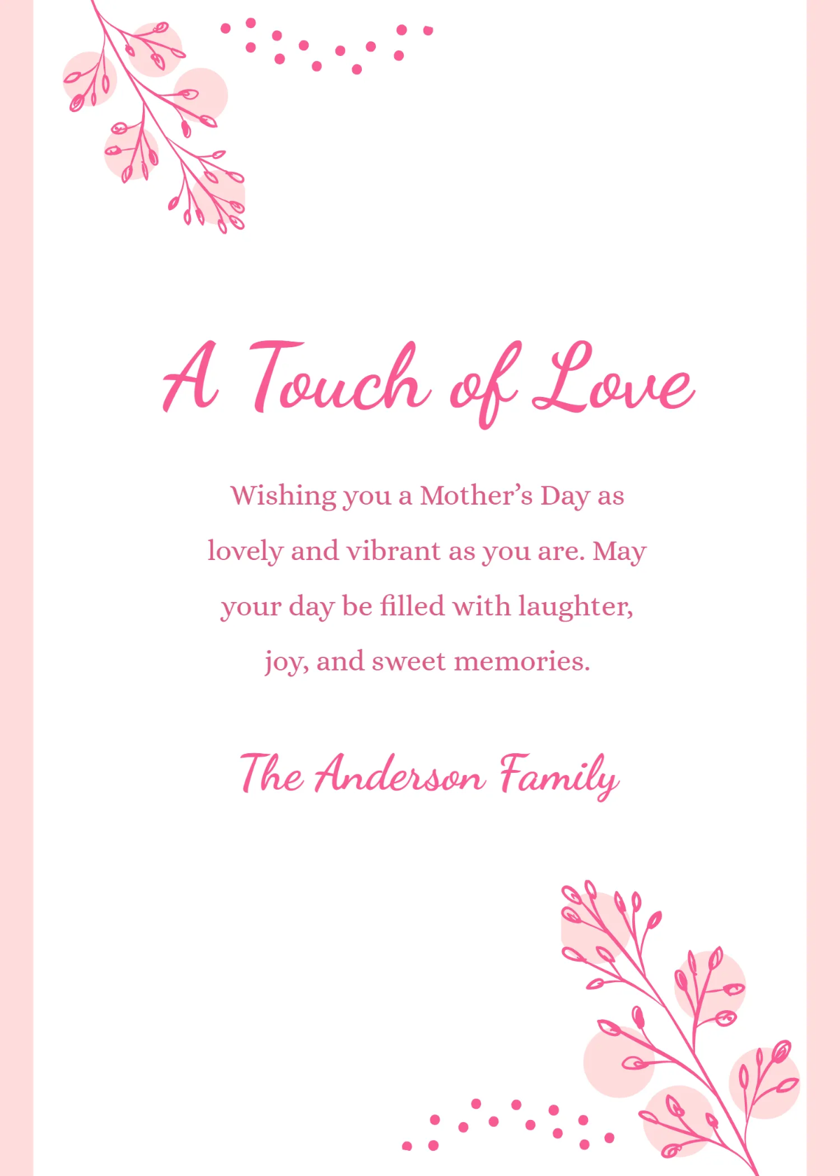 Free Pink Mother's Day Wishes Template to Edit Online