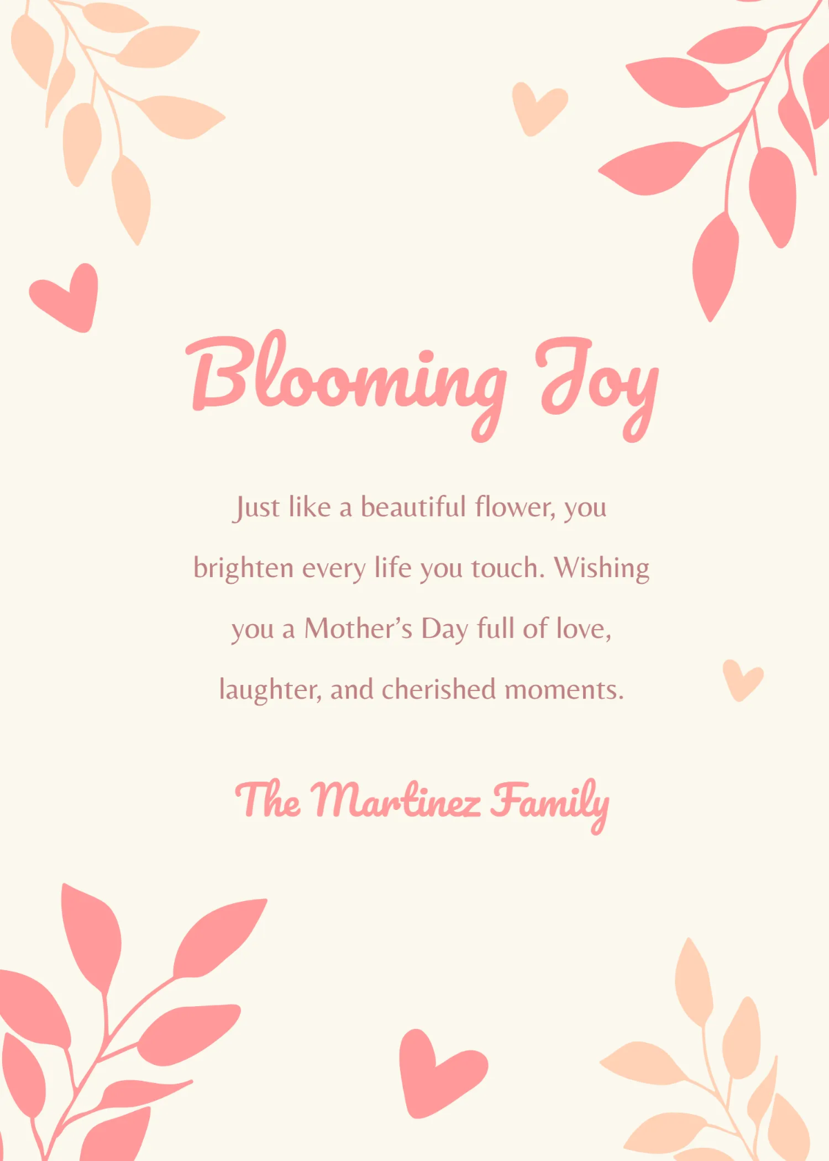 Free Pastel Mother's Day Wishes Template to Edit Online