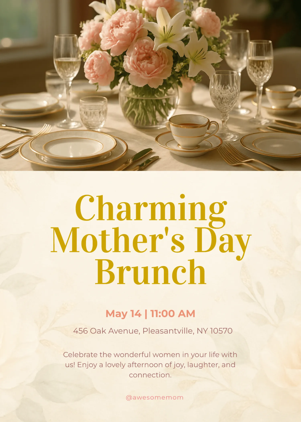 Free Elegant Mother's Day Invitation Template to Edit Online