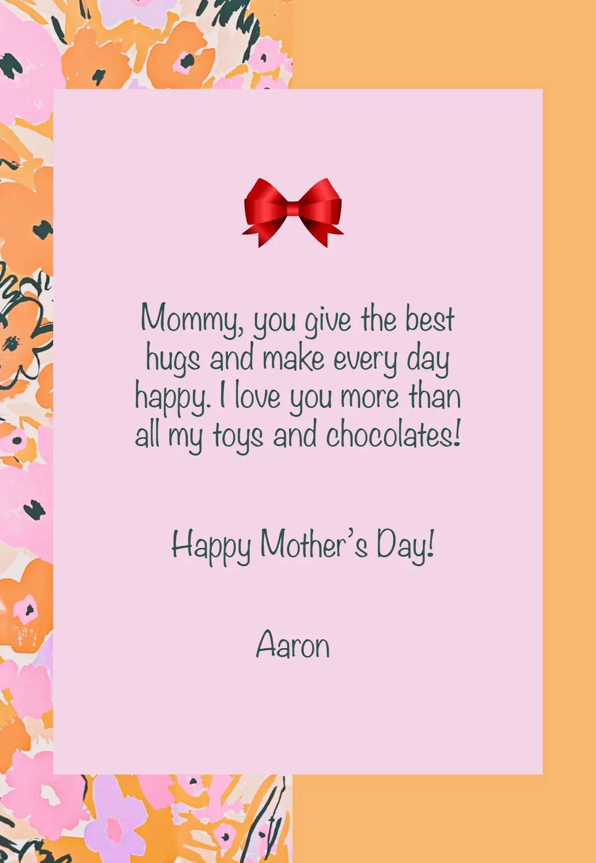 Free Mother's Day for Kids DIY Card Template to Edit Online