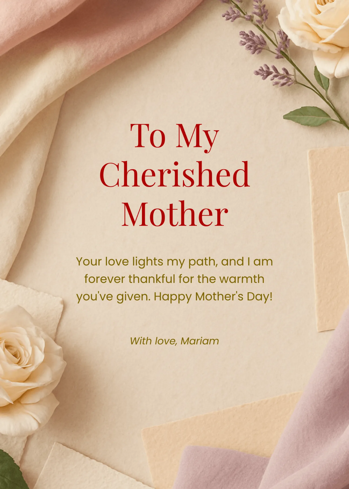 Free Sincere Mother's Day Wishes Template to Edit Online