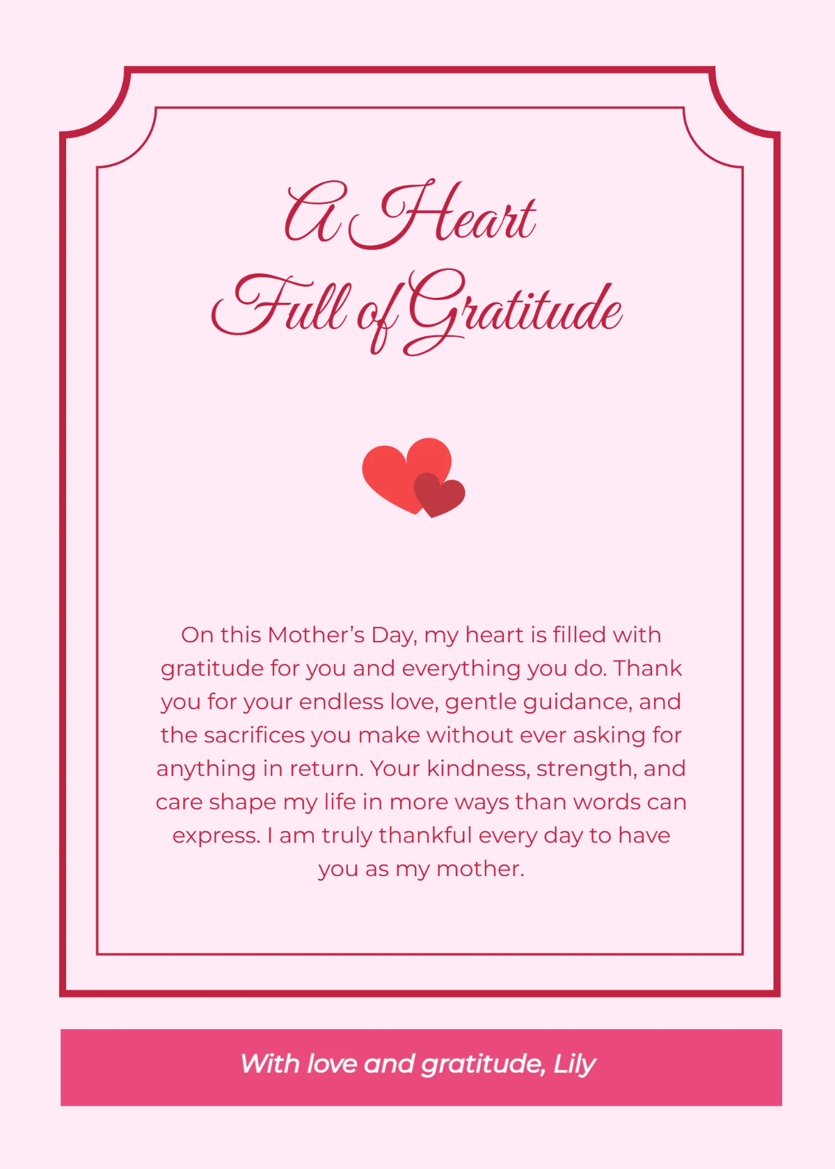 Free Gratitude Mother's Day Wishes Template to Edit Online