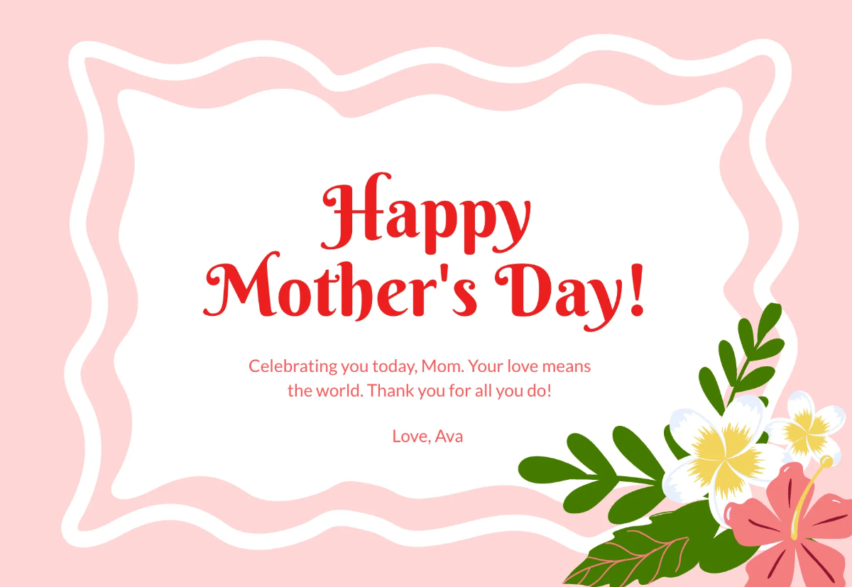 Free Mother's Day Sweet Greeting Card Template to Edit Online