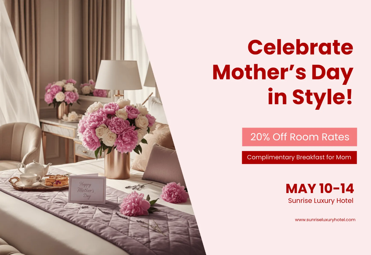 Mother's Day Hotel Discount Card Template