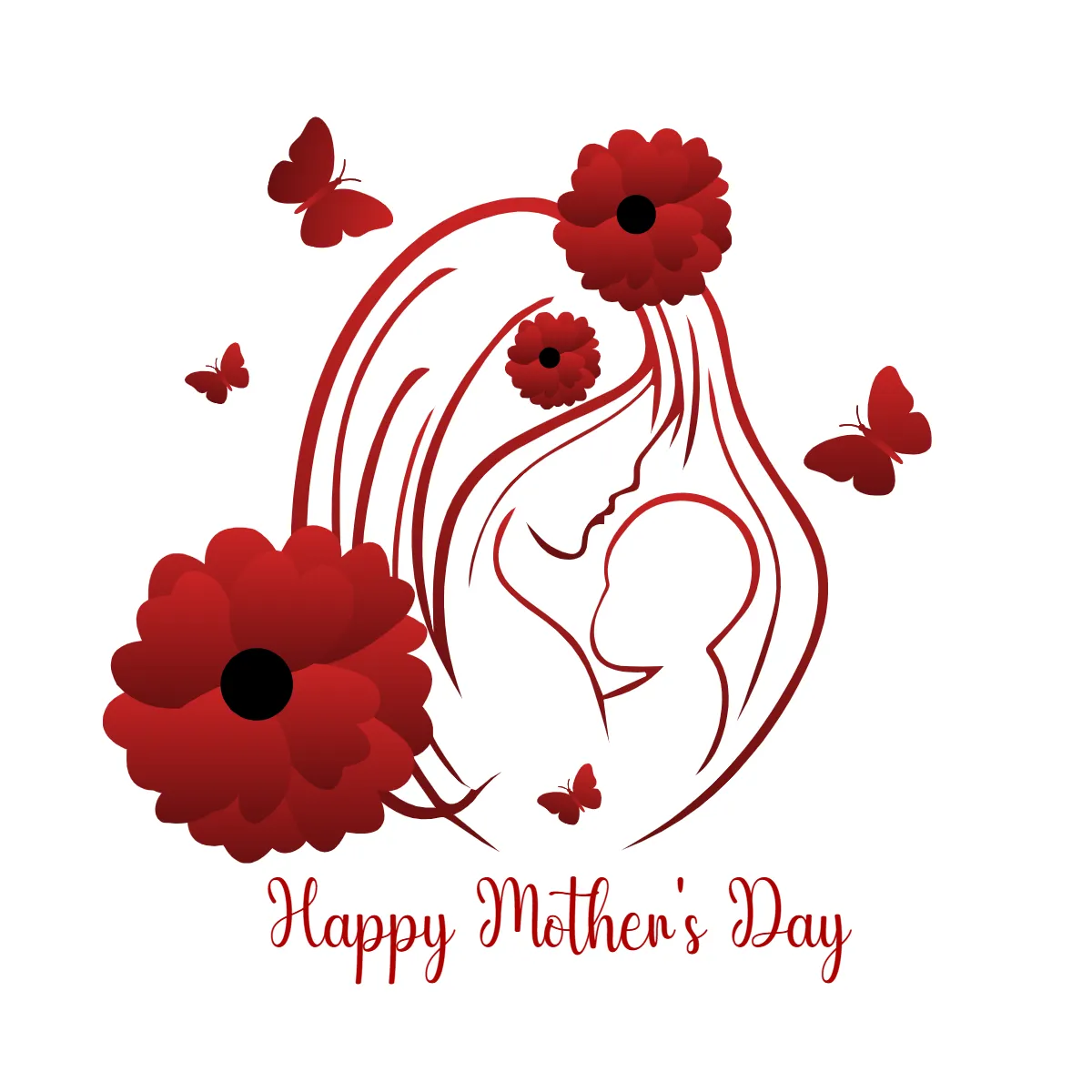 Free White and Red Mother's Day Clip Art Templates to Edit Online