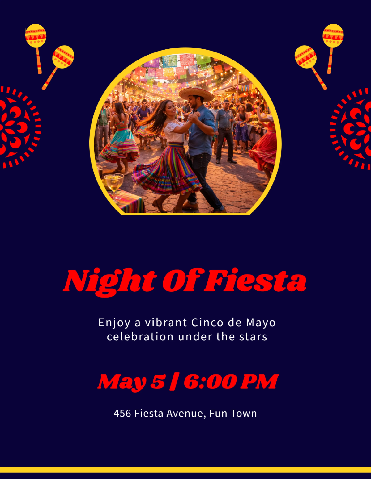 Free Fiesta Night Cinco De Mayo Flyer Template to Edit Online