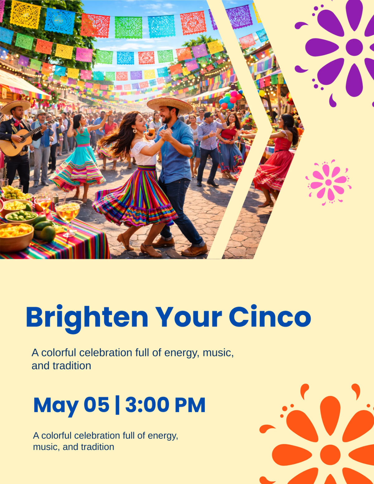 Free Festive Colors Cinco De Mayo Flyer Template to Edit Online