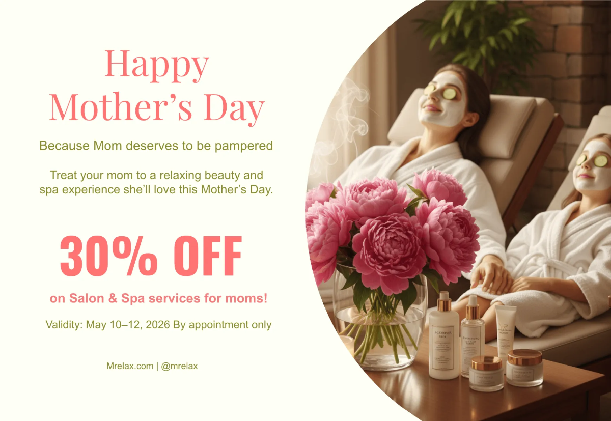 Free Mother's Day Discount Card Template to Edit Online
