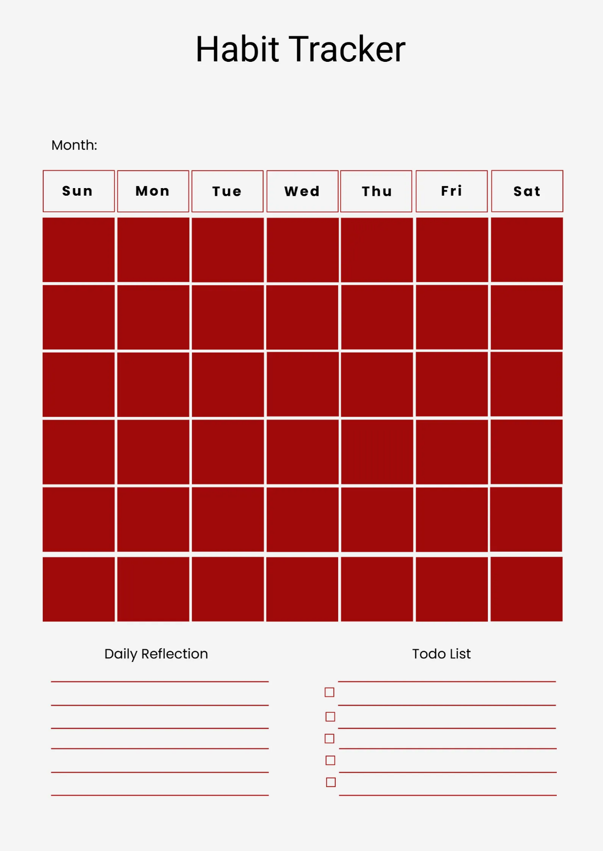 Free Minimal Habit Tracking Planner Template to Edit Online