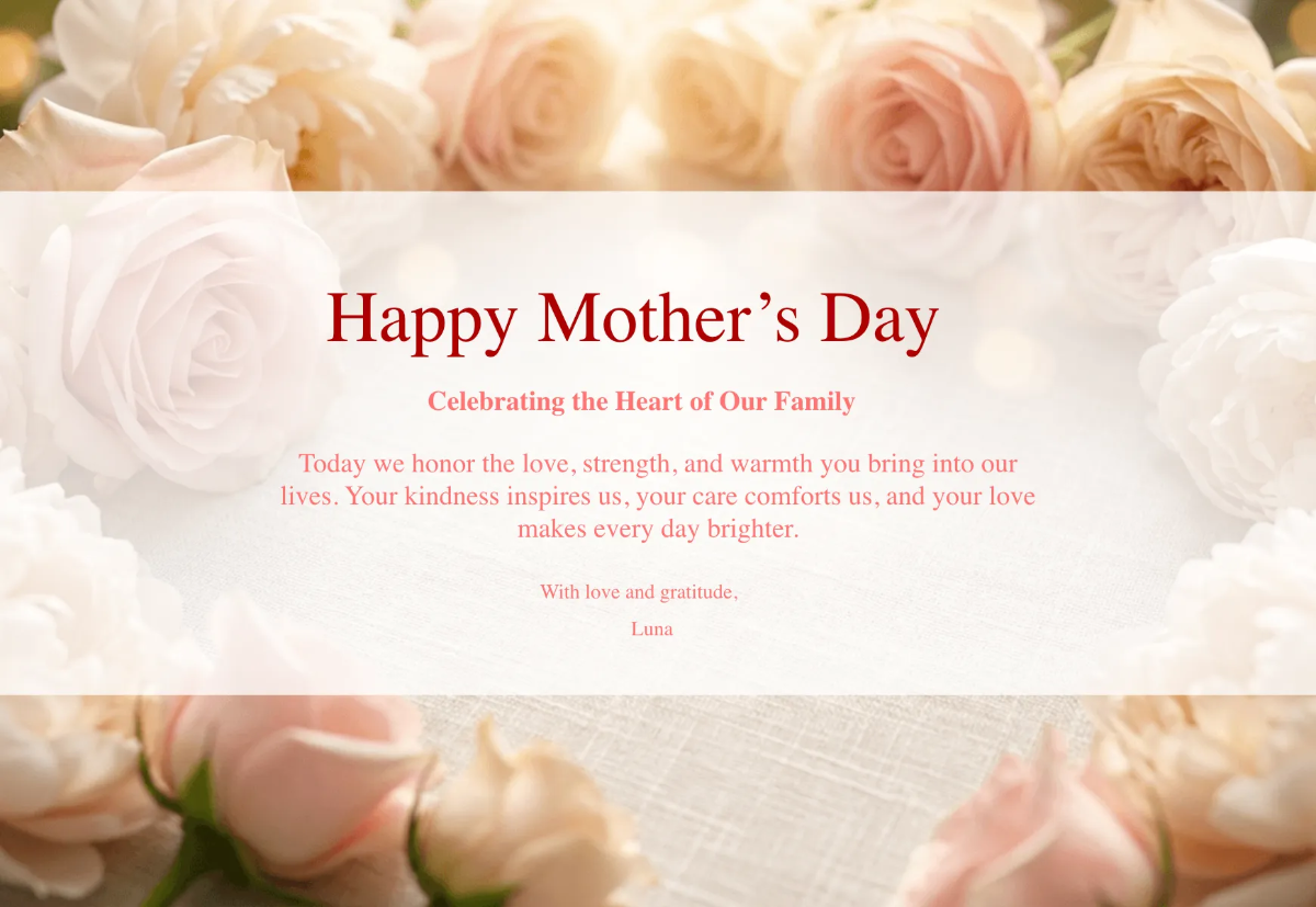 Free Mother's Day Celebration Card Template to Edit Online