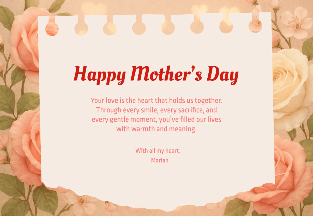 Free Mother's Day Love Card Template to Edit Online
