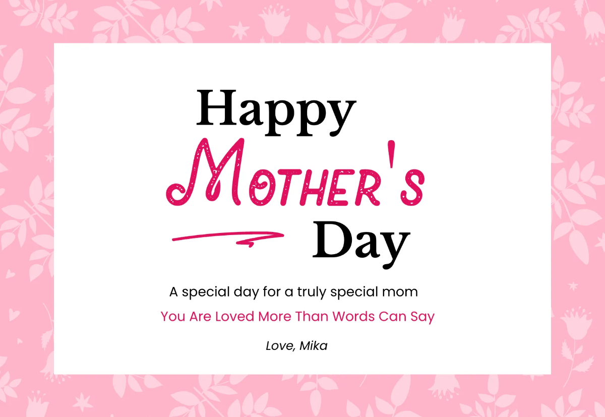 Free Special Mother's Day Card Template to Edit Online