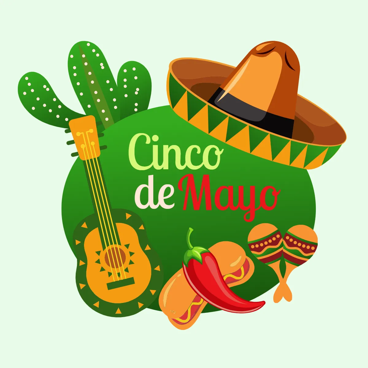 Free Green Cinco De Mayo Clip Arts Template to Edit Online