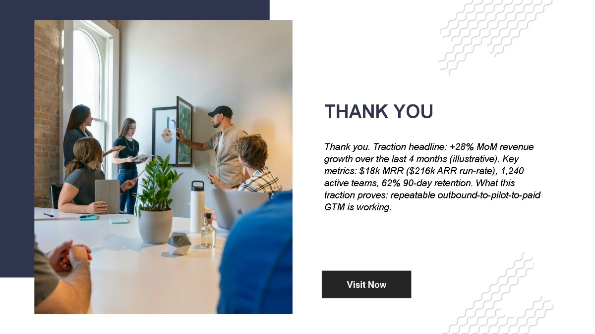 Free Early-Stage Startup Traction Pitch Deck Template to Edit Online