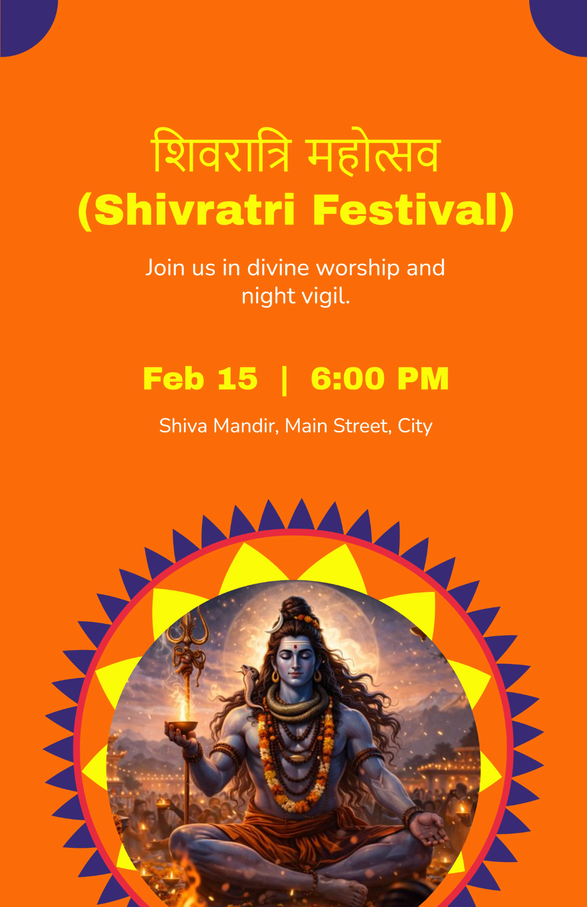 Free Hindi Maha Shivratri Poster Template to Edit Online