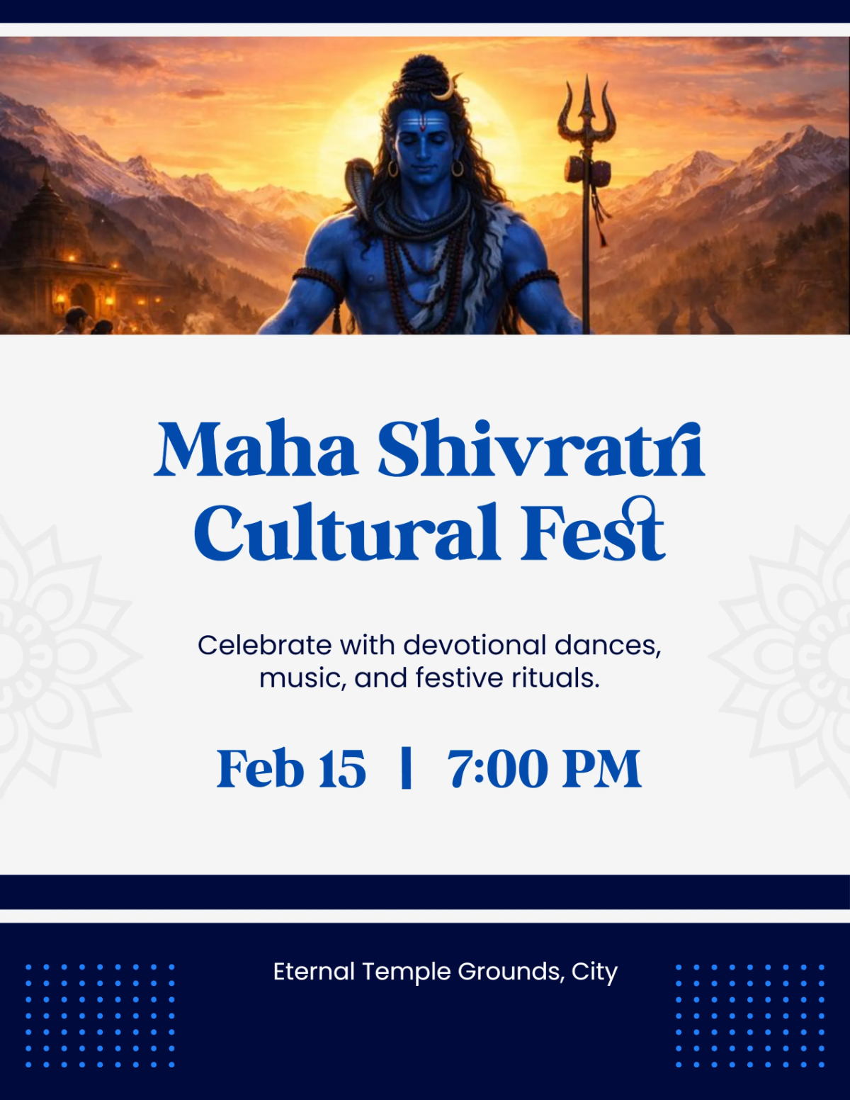 Free Cultural Theme Maha Shivratri Flyer Template to Edit Online