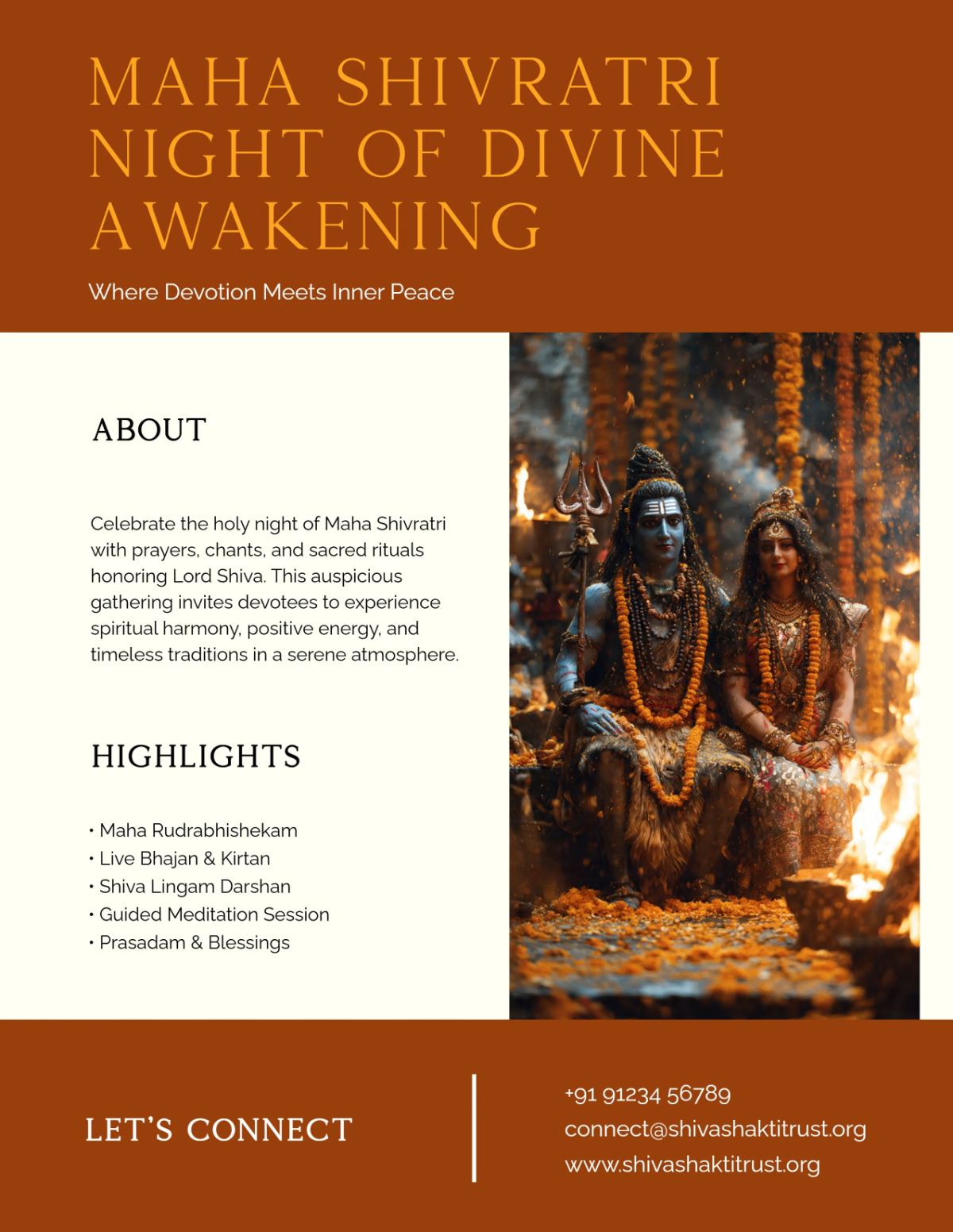 Free Floral Maha Shivratri Flyer Template to Edit Online