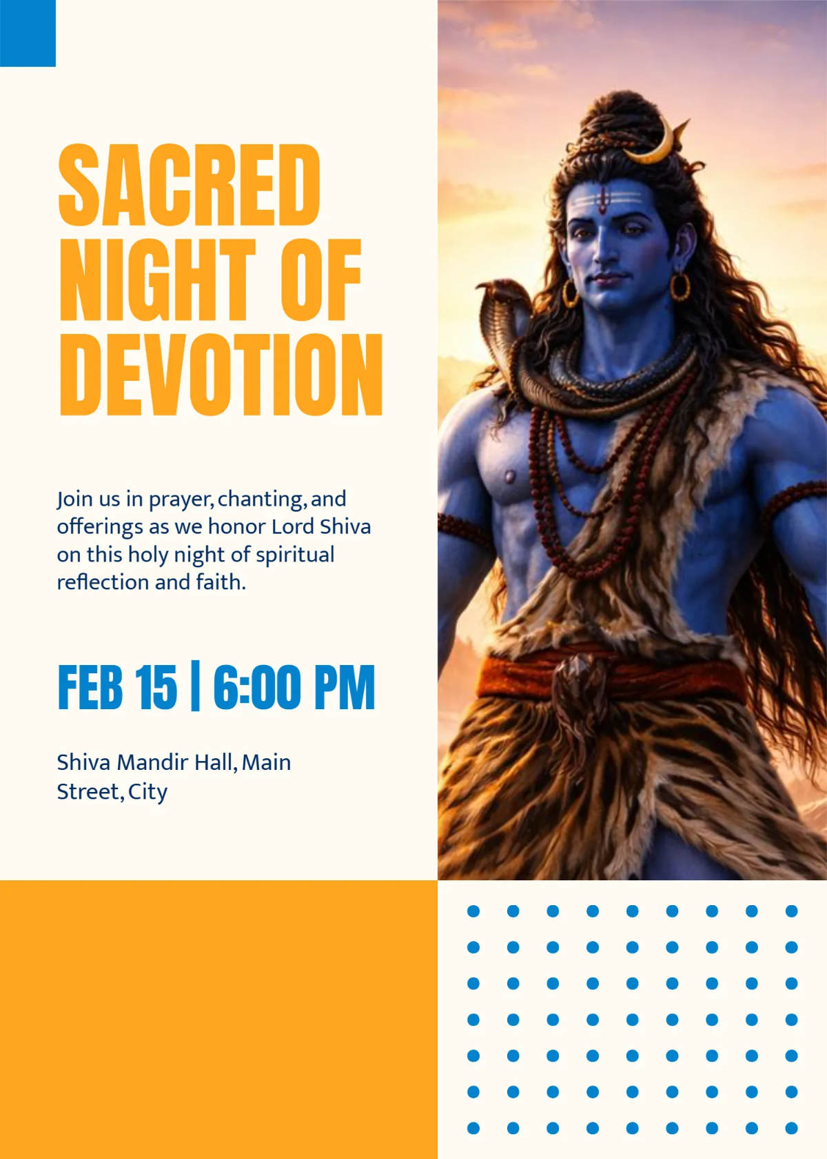 Free Devotional Maha Shivratri Invitation Template to Edit Online