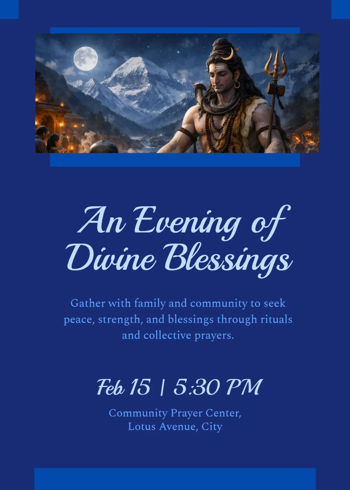 Free Shiva Blessings Maha Shivratri Invitation Template to Edit Online