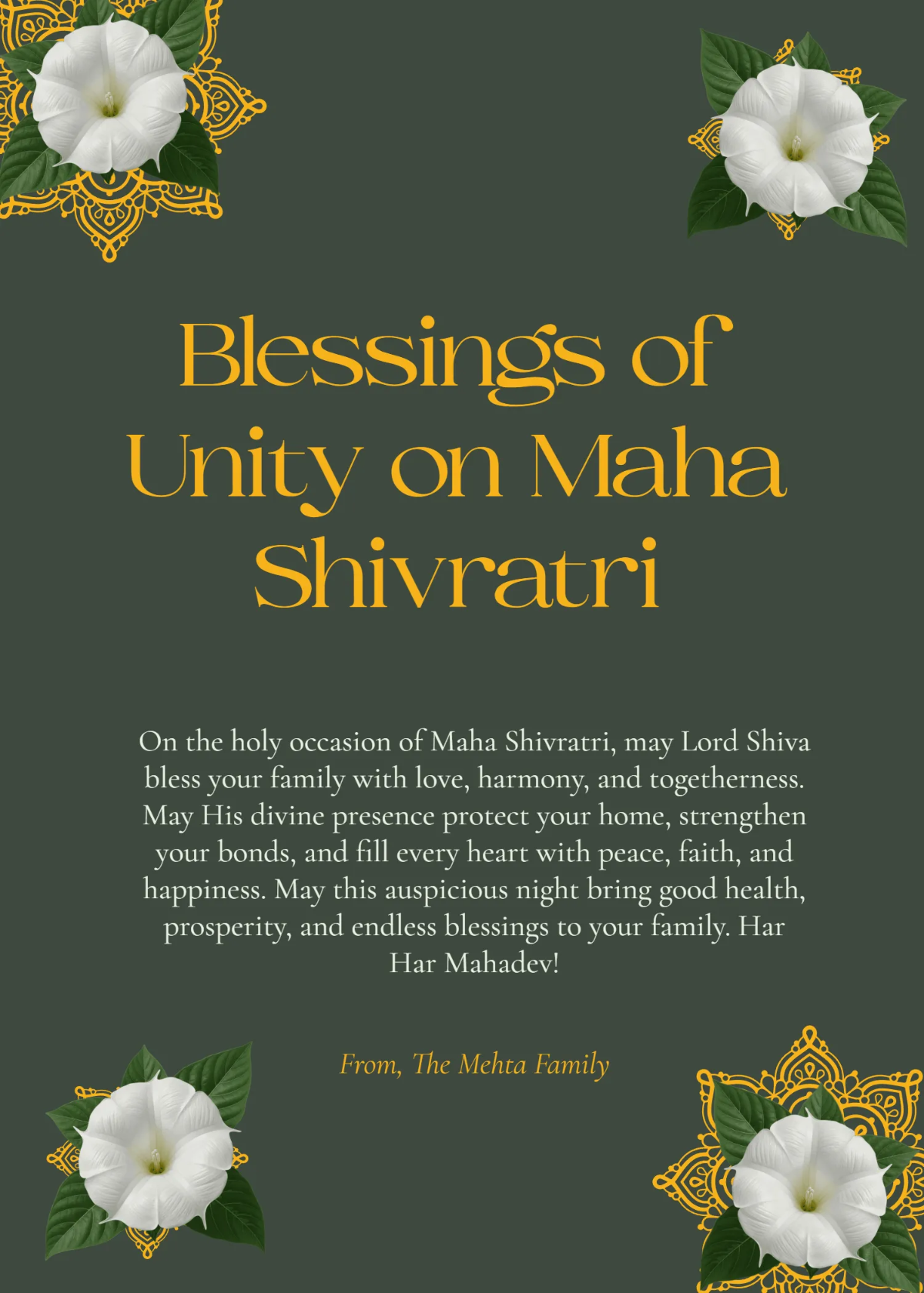 Free Family Maha Shivratri Wishes Template to Edit Online