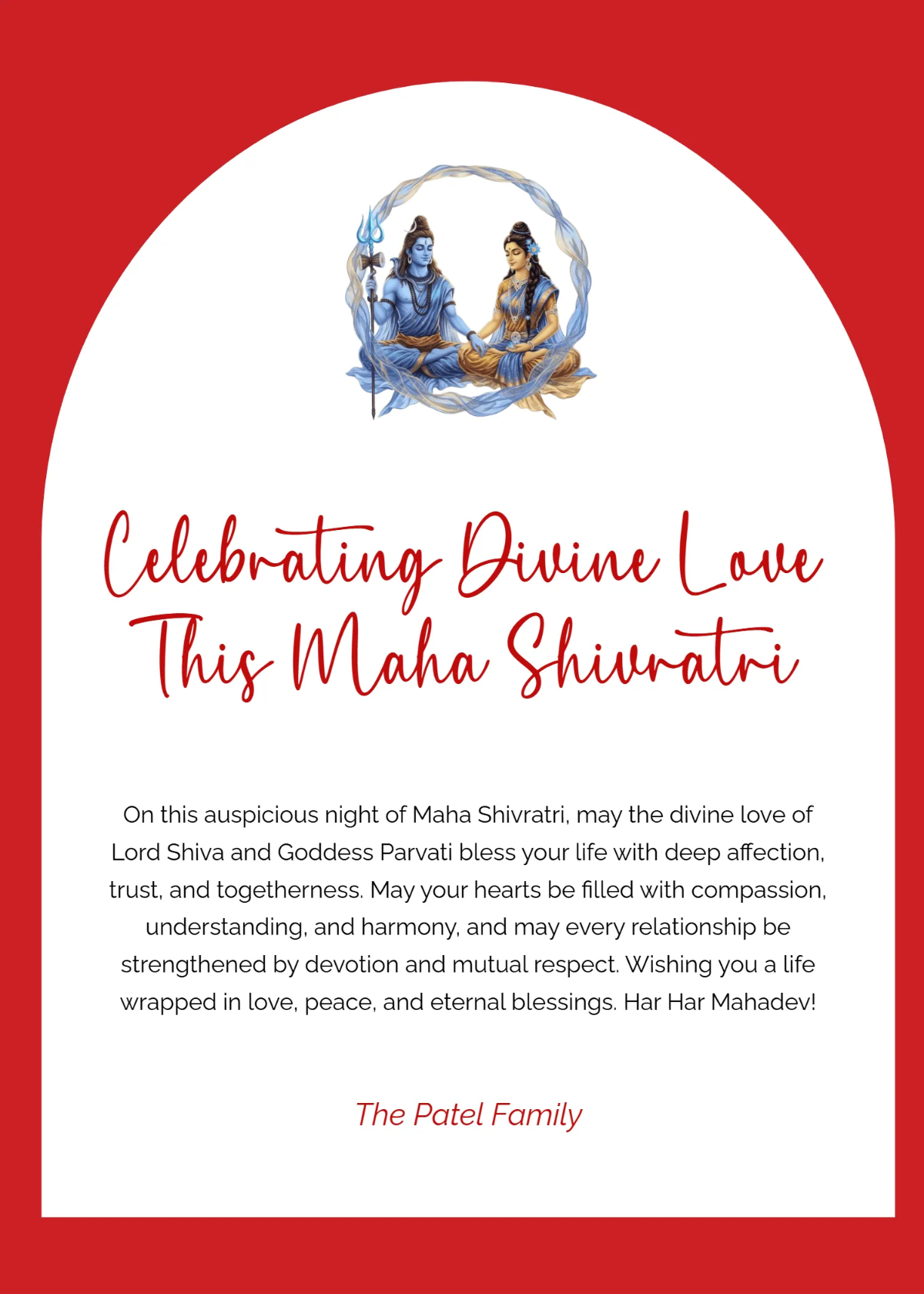 Free Maha Shivratri Love Wishes Template to Edit Online