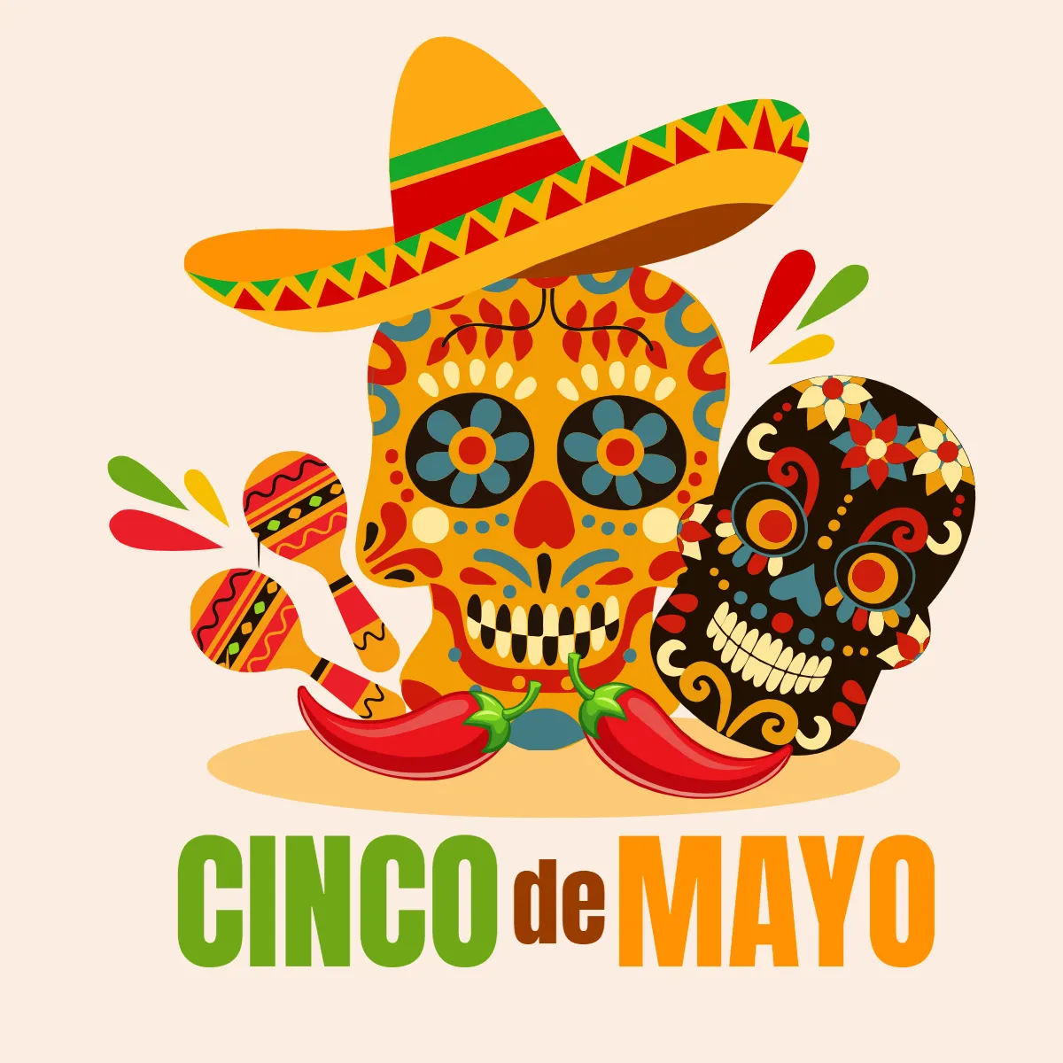 Free Cinco De Mayo Skull Clip Arts Template to Edit Online