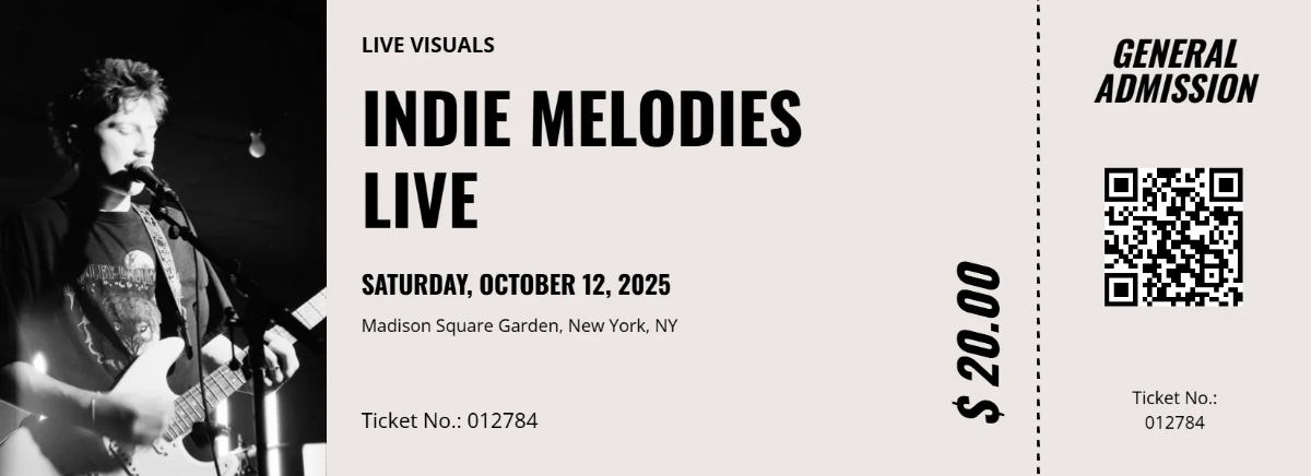 Free Minimalist Event Concert Ticket Template to Edit Online