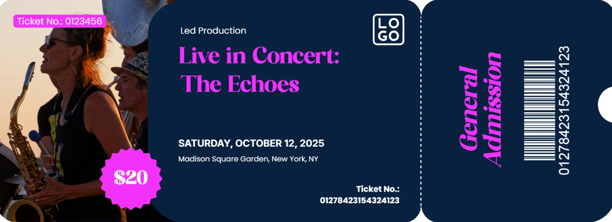 Free Digital Event Concert Ticket Template to Edit Online