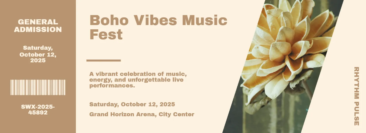 Free Boho Event Concert Ticket Template to Edit Online