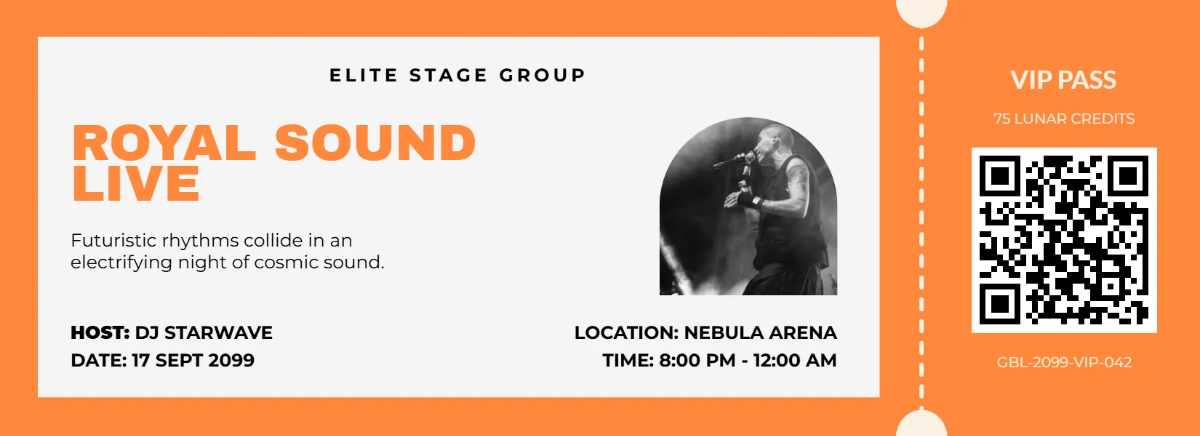 Free VIP Event Concert Ticket Template to Edit Online