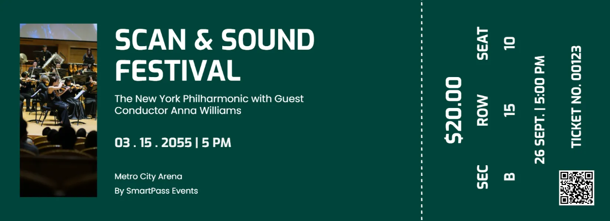 Free QR Code Event Concert Ticket Template to Edit Online