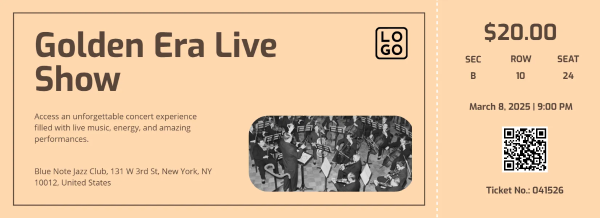 Free Vintage Event Concert Ticket Template to Edit Online