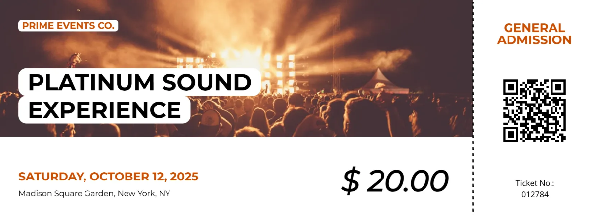 Free High Quality Event Concert Ticket Template to Edit Online