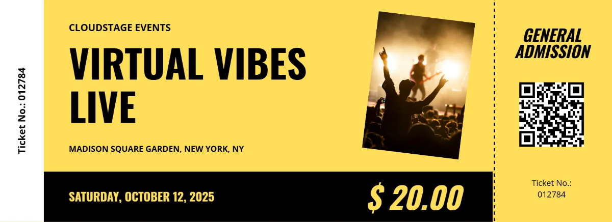 Free Online Event Concert Ticket Template to Edit Online