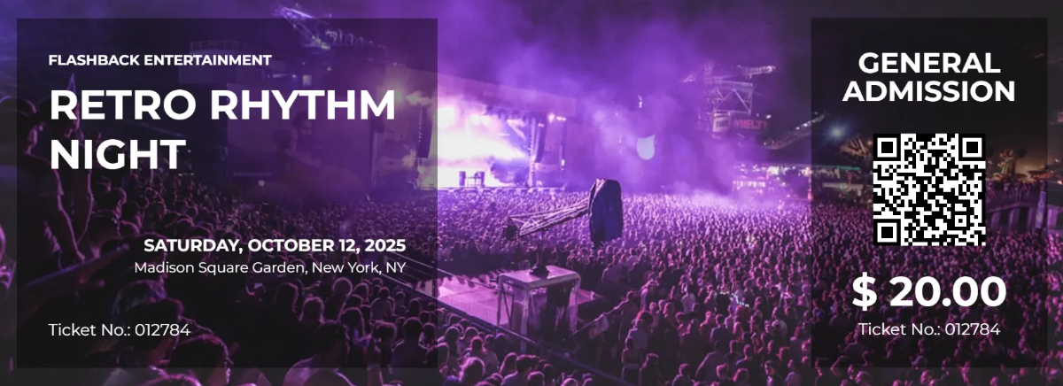 Free Retro Event Concert Ticket Template to Edit Online