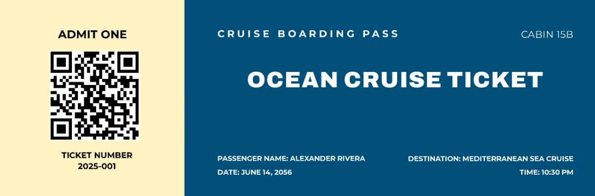 Free Cruise Boarding Pass Ticket Template to Edit Online
