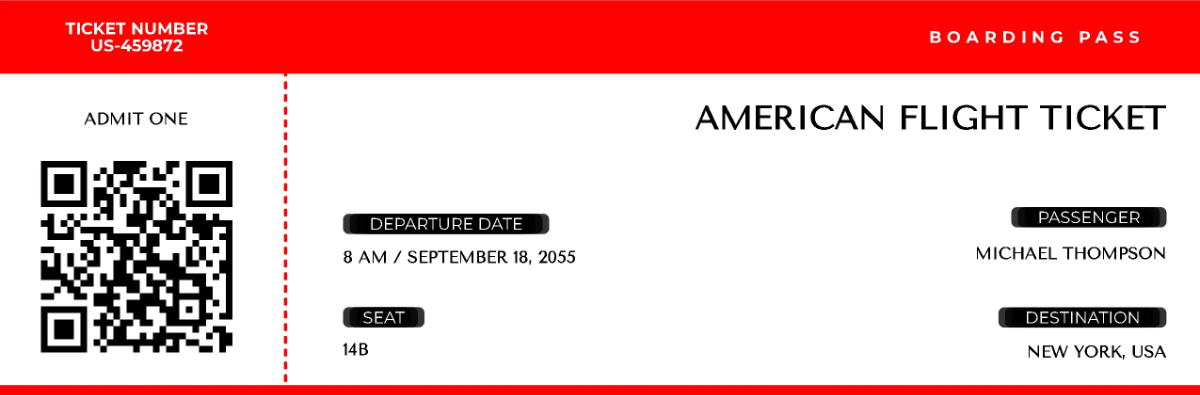 Free American Boarding Pass Ticket Template to Edit Online