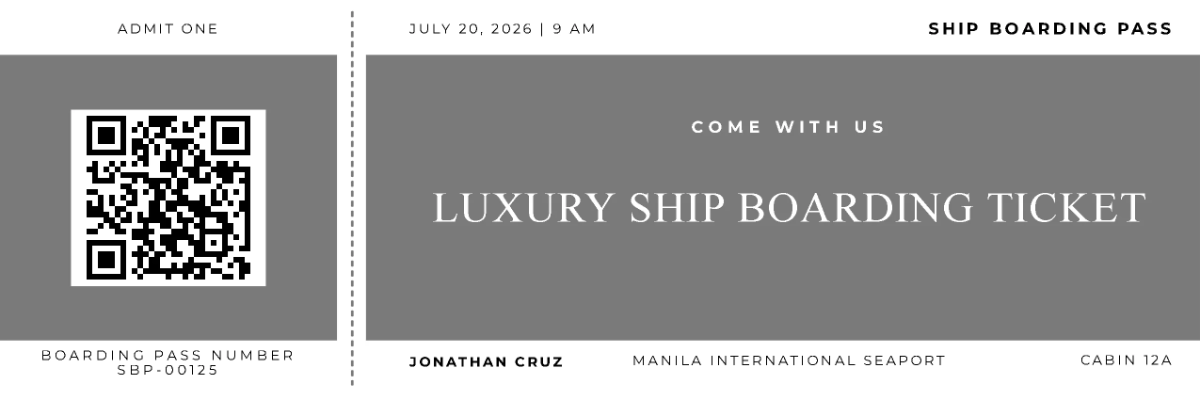 Free Ship Boarding Pass Ticket Template to Edit Online